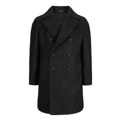 Arden DB Herringbone Wool Coat Black