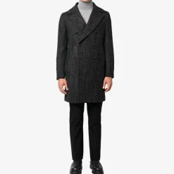 Arden DB Herringbone Wool Coat Black