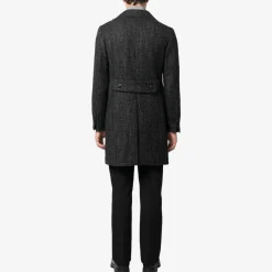 Arden DB Herringbone Wool Coat Black