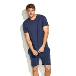 Bamboo Cotton T-shirt Crewneck Navy