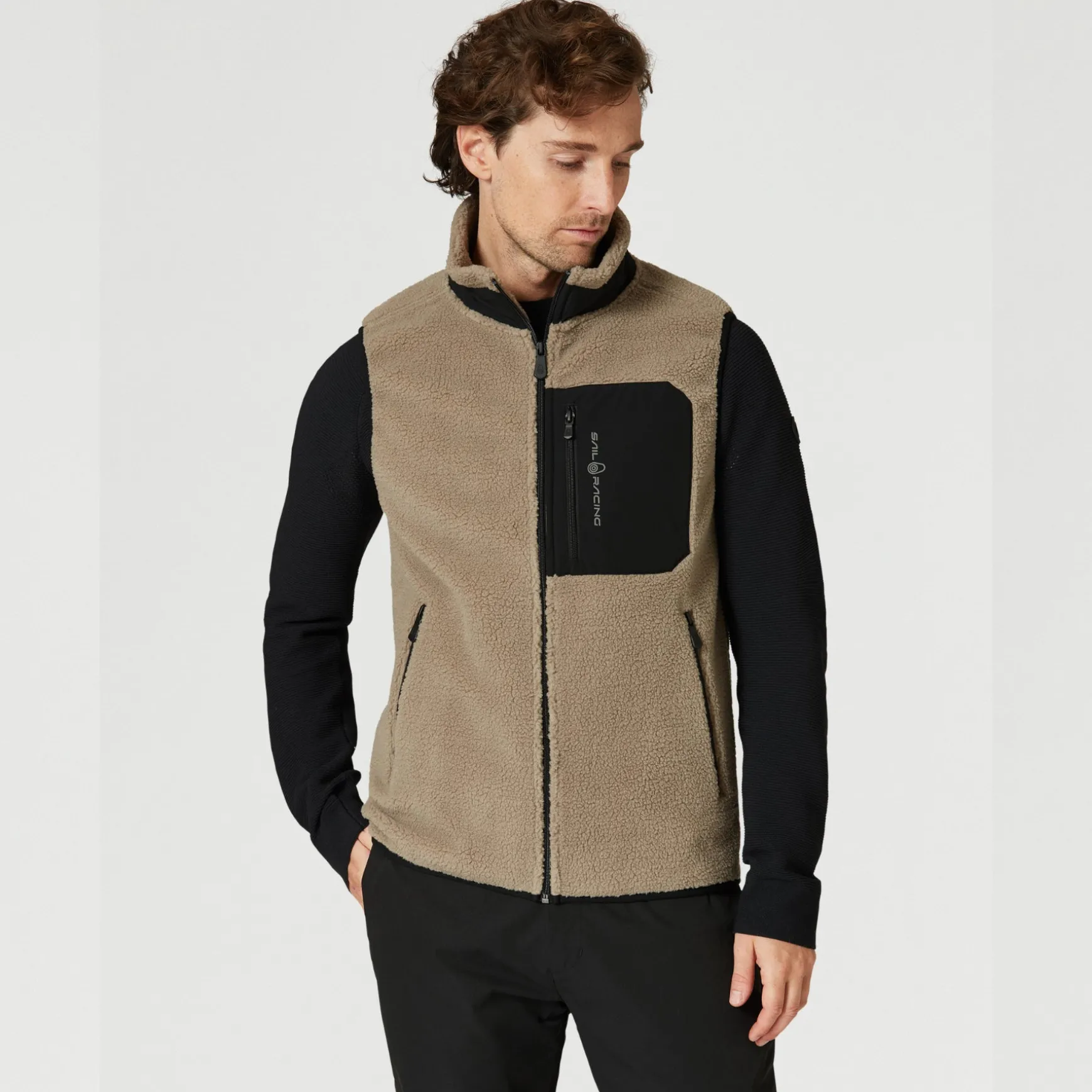 Bowman Pile Zip Vest Sand