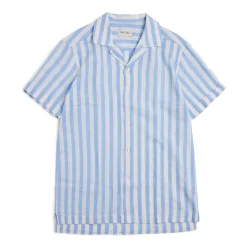 Cuba Linen Shirt Blue Stripe