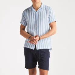Cuba Linen Shirt Blue Stripe