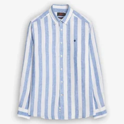 Douglas Striped Linen Shirt Blue
