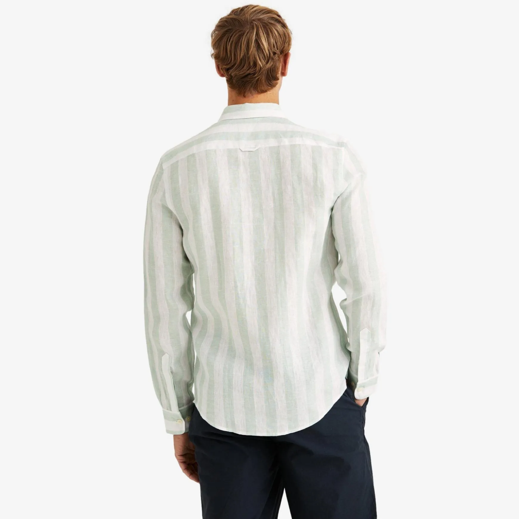 Douglas Striped Linen Shirt Light Green