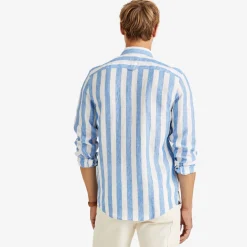 Douglas Striped Linen Shirt Blue