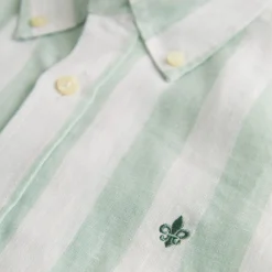Douglas Striped Linen Shirt Light Green