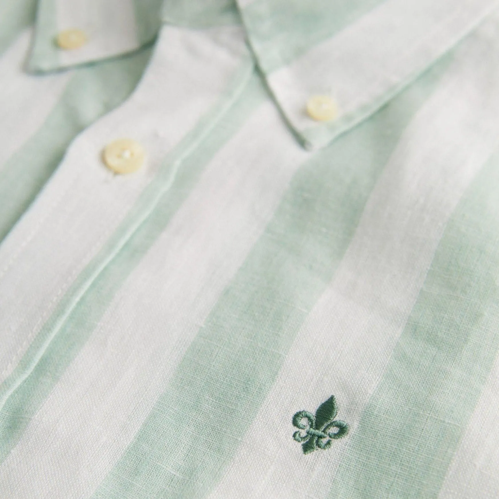 Douglas Striped Linen Shirt Light Green