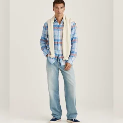 Happy Linen Check Shirt Blue