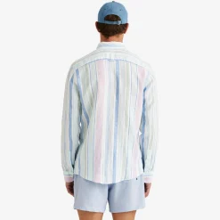 Happy Linen Stripe Shirt Turquoise