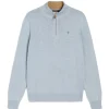 Harold Summer Cotton/Linen Halfzip Lyseblå