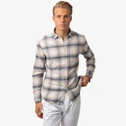Heavy Flannel Check Overshirt Light Grey