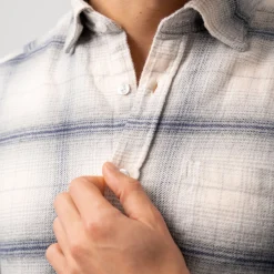 Heavy Flannel Check Overshirt Light Grey