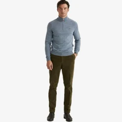 John Merino Half Zip Blue