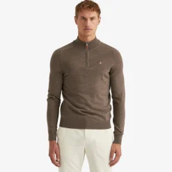 John Merino Half Zip Light Brown