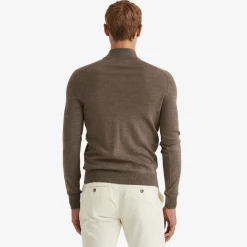 John Merino Half Zip Light Brown