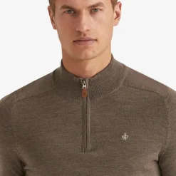 John Merino Half Zip Light Brown