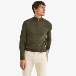 John Merino Half Zip Olive