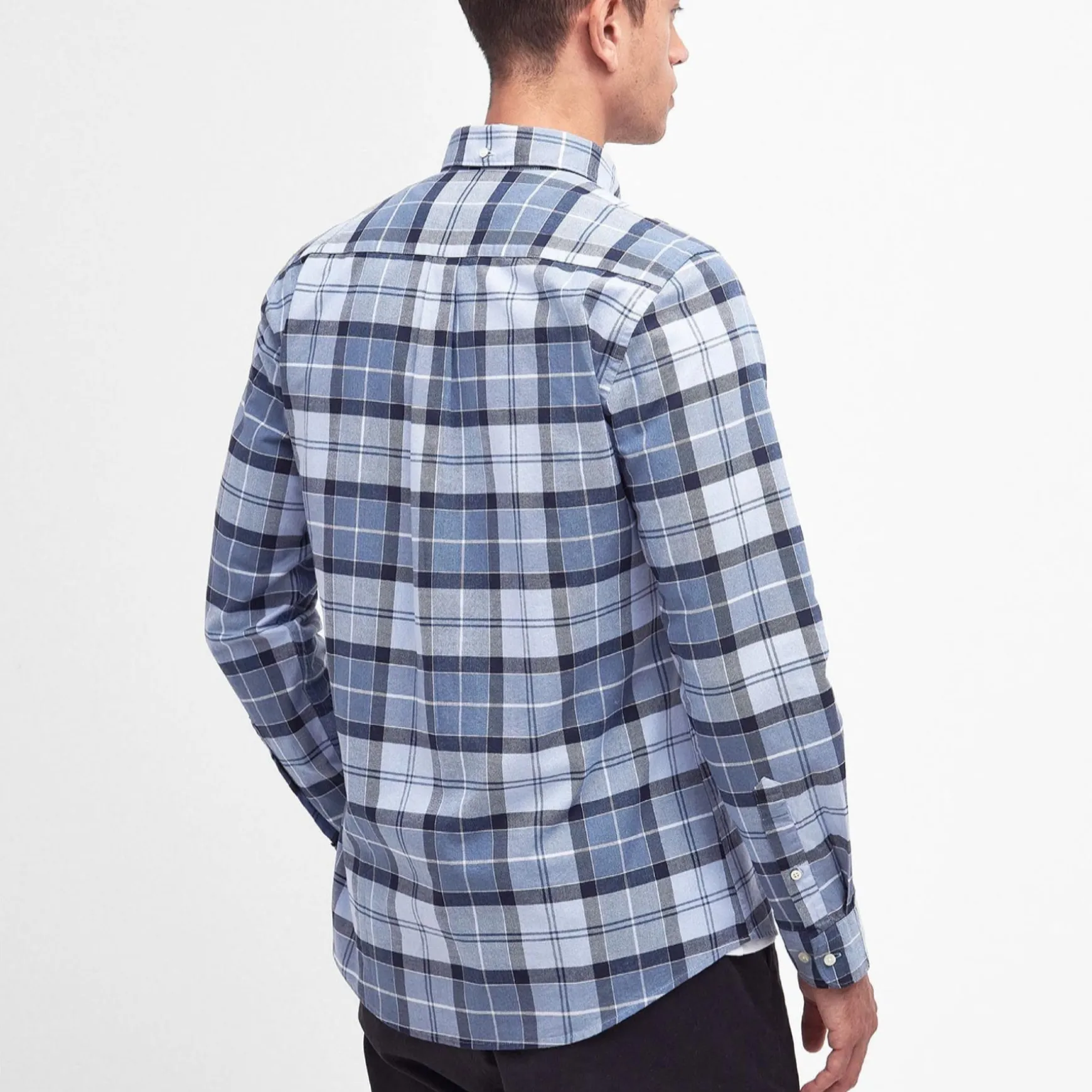 Lewis Tailored Checked Cotton Shirt Blue
