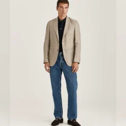 Linen Herringbone Jacket Khaki