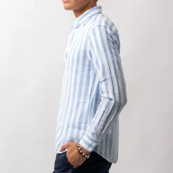Luca Linen Shirt Stripe Blue