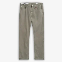 Michelangelo 5-pocket Bull Cotton Trousers Aloe