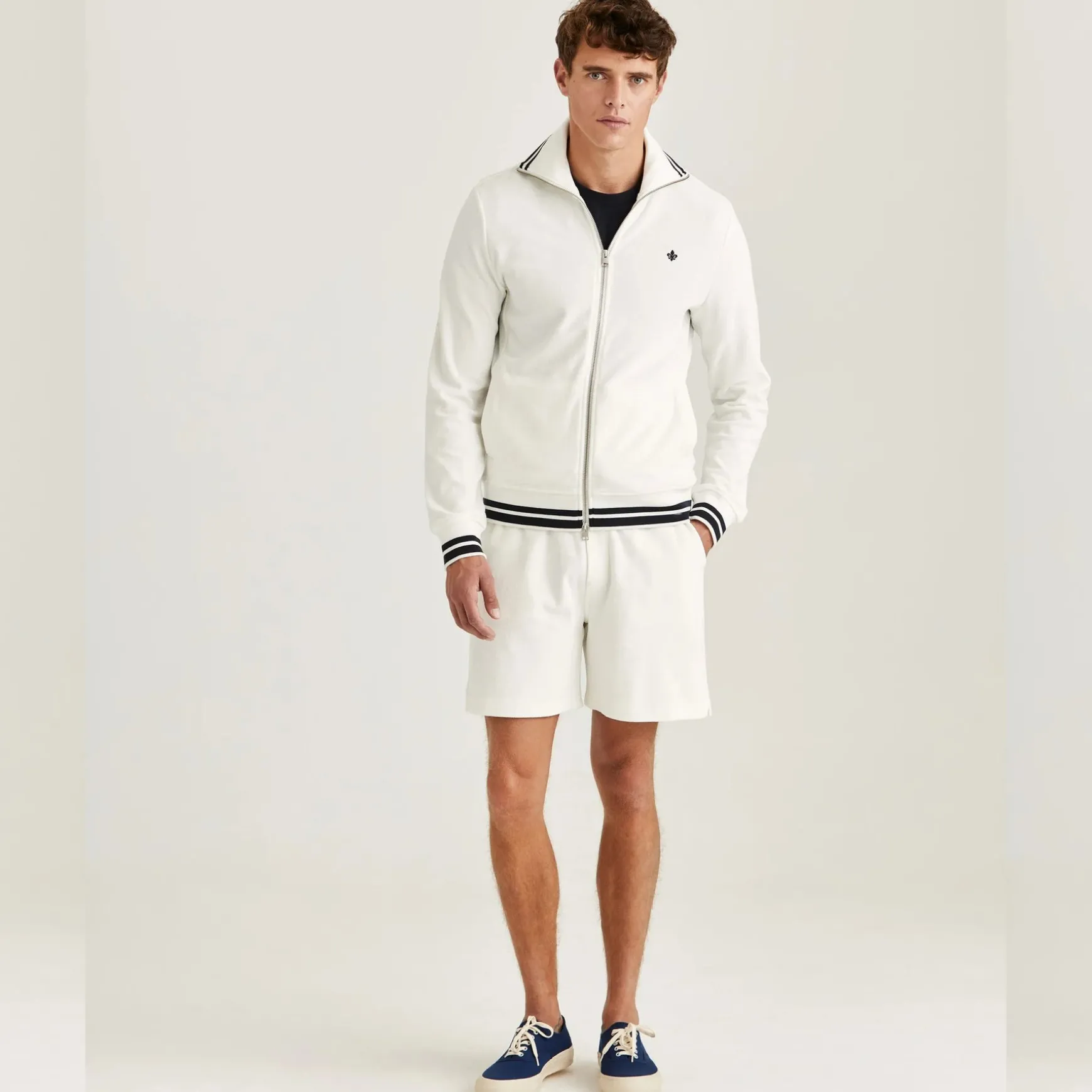 Reedford Terry Zip Cardigan Offwhite