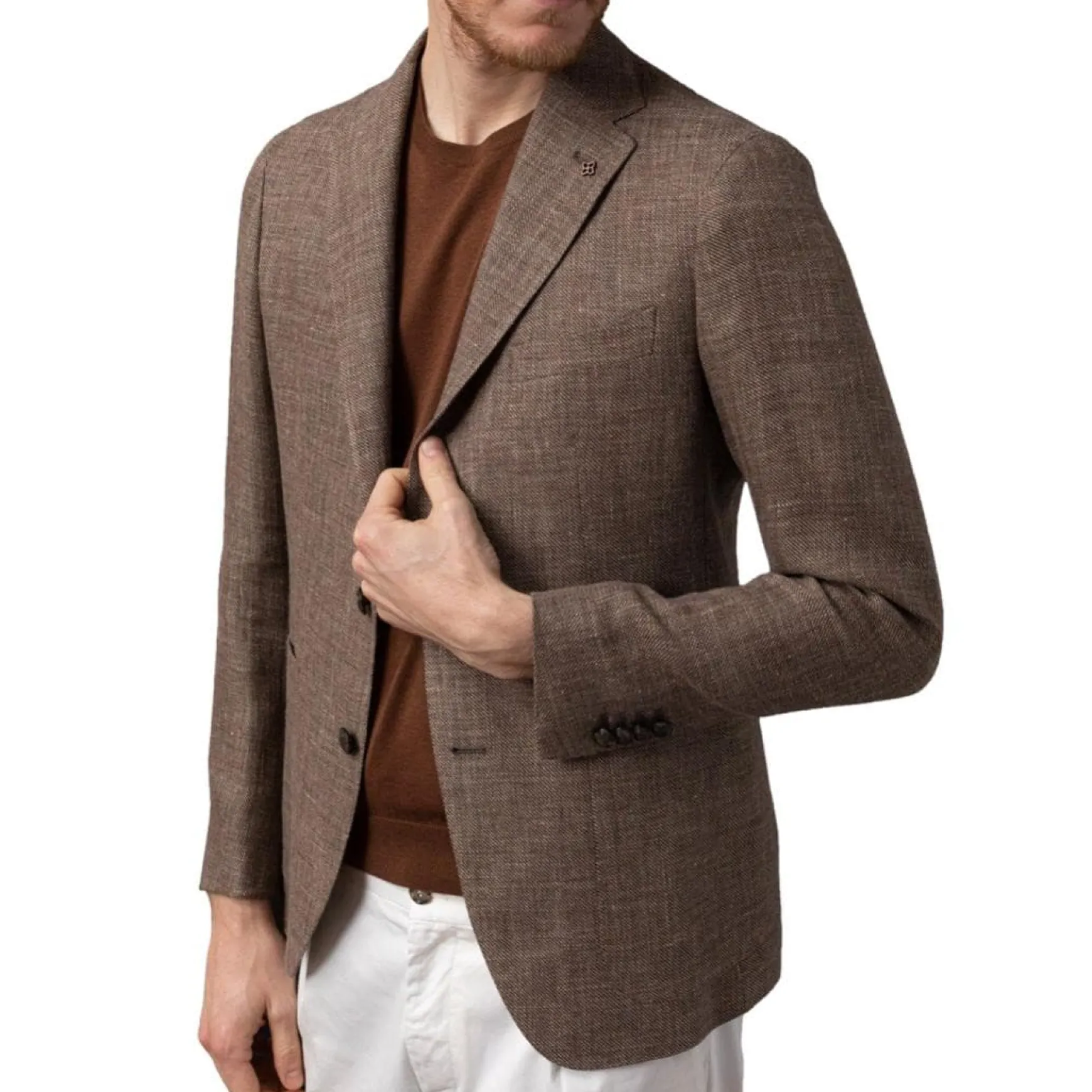 Tagliatore Structured Linen/Wool Blazer Brun