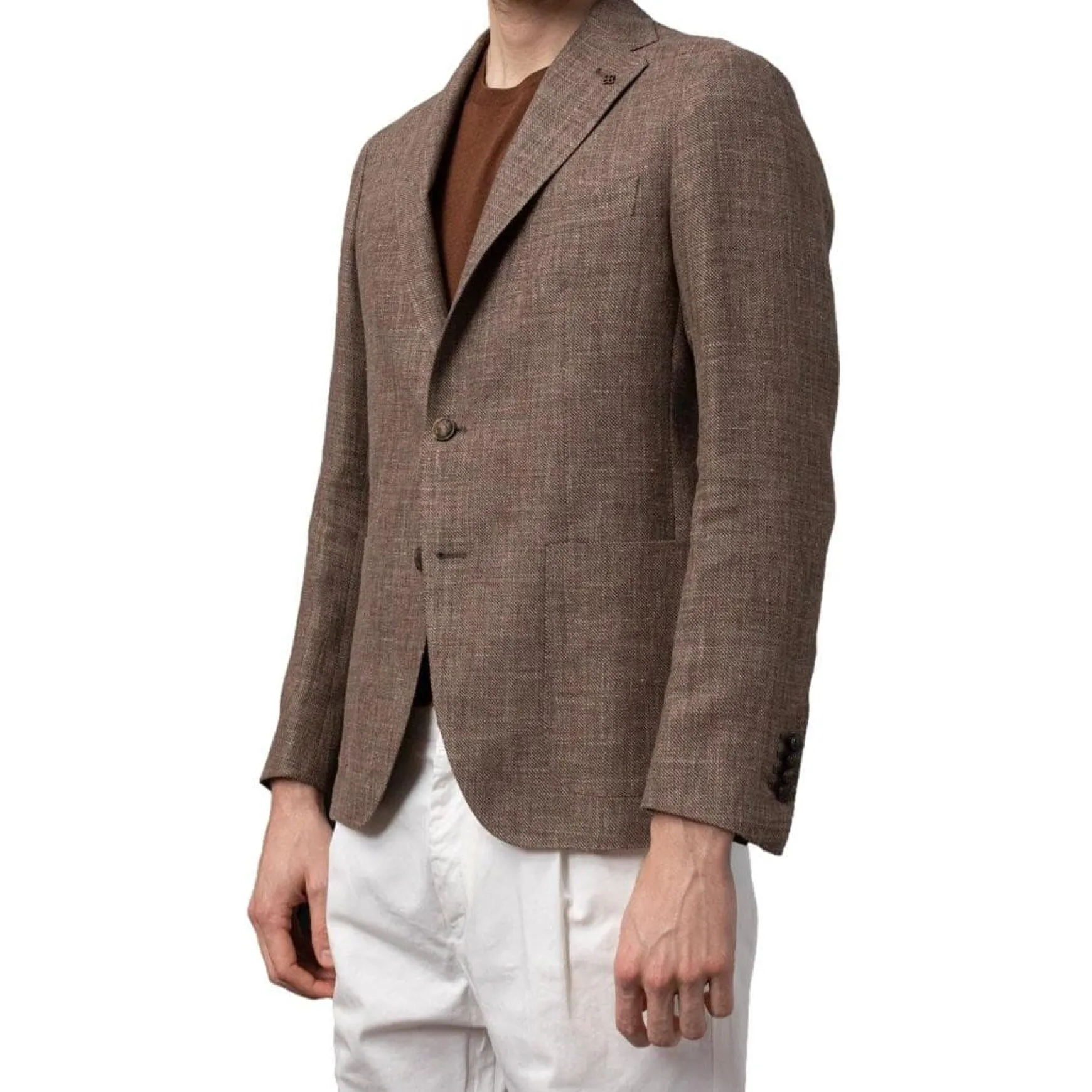 Tagliatore Structured Linen/Wool Blazer Brun