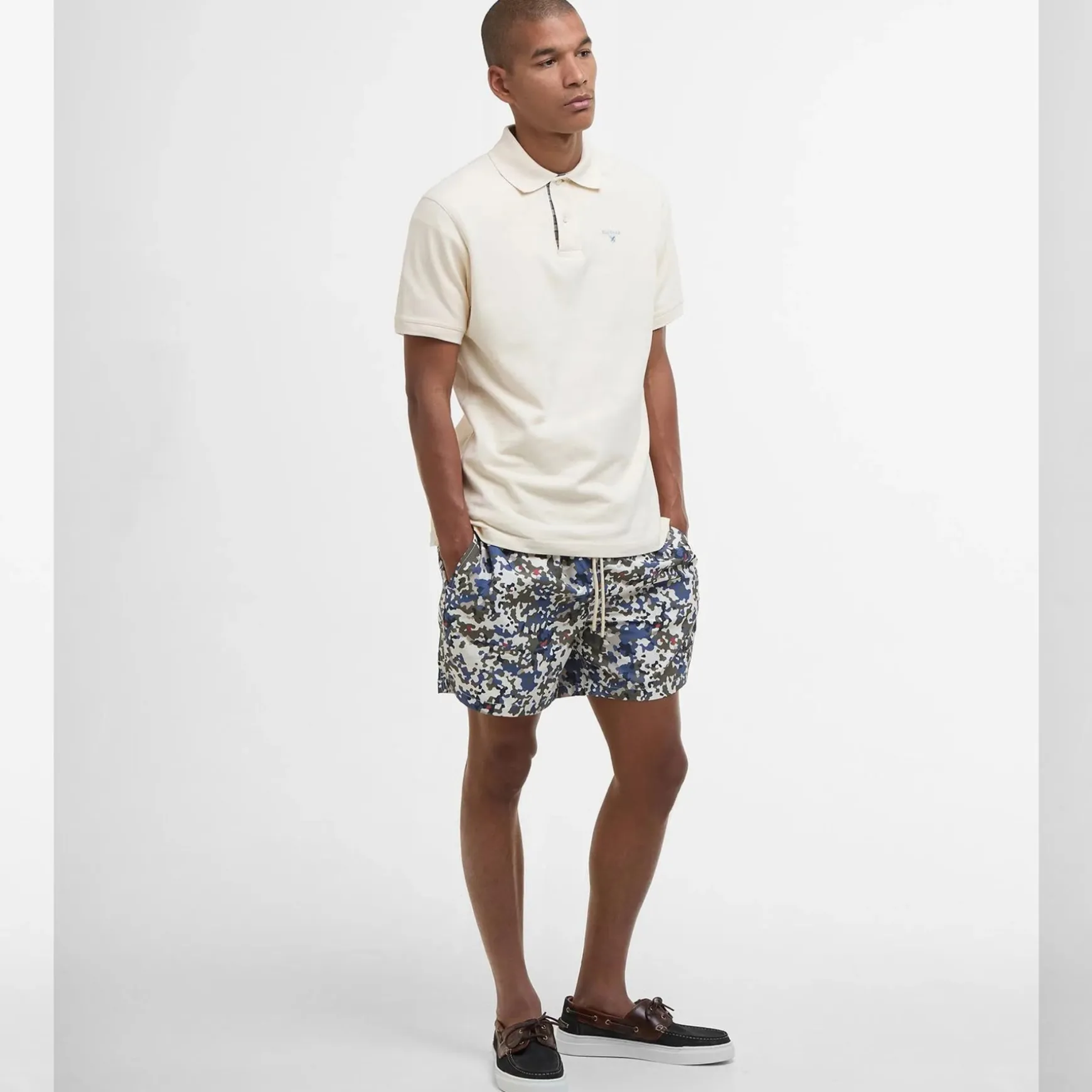 Tartan Pique Polo Antique White