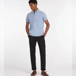 Tartan Pique Polo Sky Blue