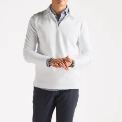 Zip Polo Long Sleeve White